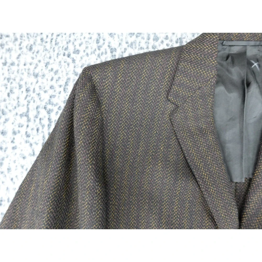 Hickey Freeman Blazer Mens 44 Brown Good Vintage‎ Striped 3 Button Patch Pockets